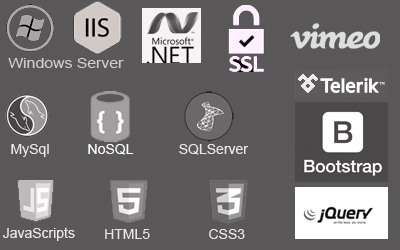 Windows Server,IIS,SQLS,ASP.NET,JS,HTML5,CSS3,JQuery,Bootstrap